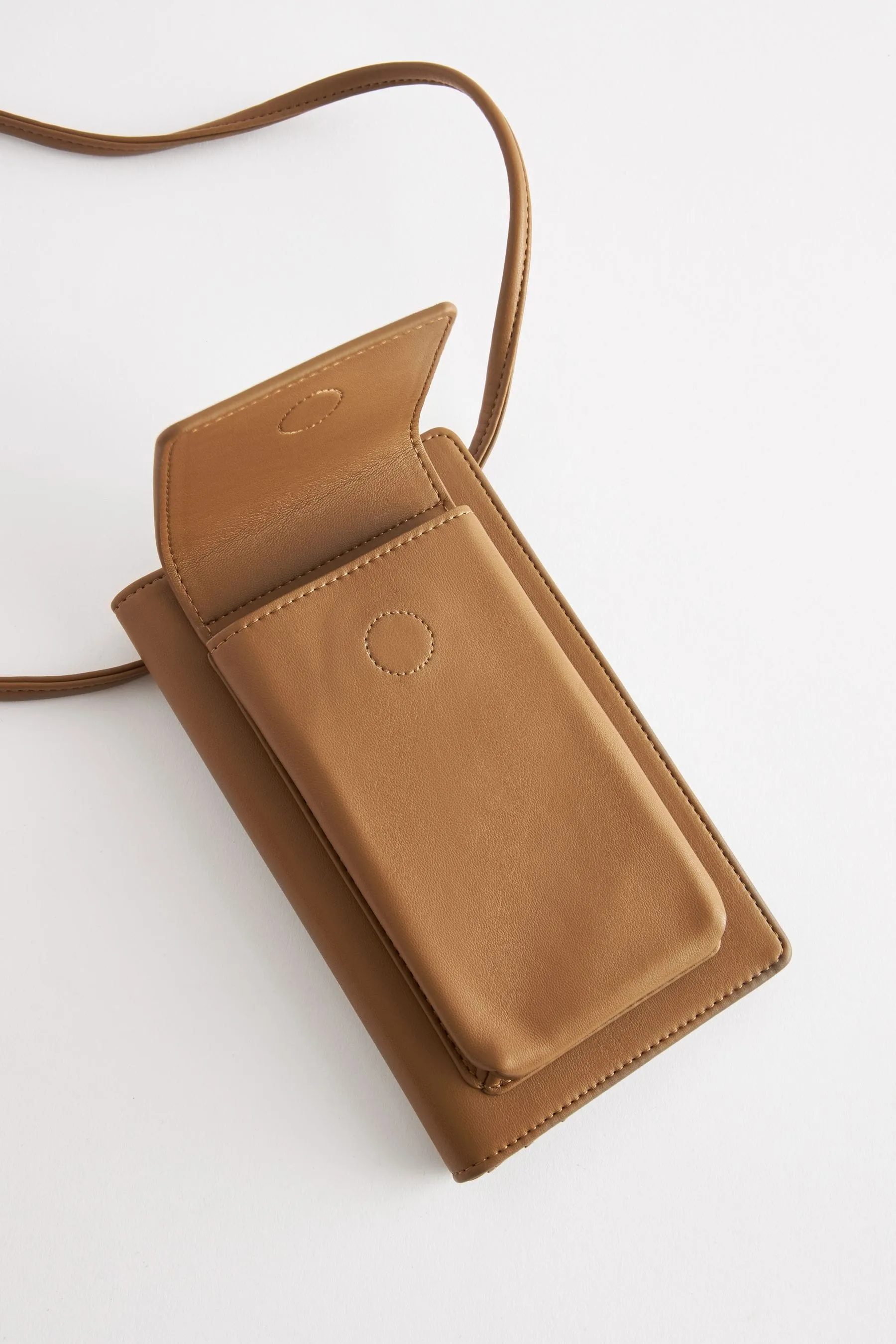 Marrone chiaro   - Borsa a tracolla con portacellulare